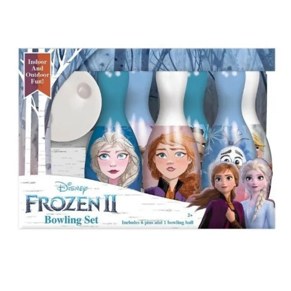 Disney! Frozen 2 Elsa Anna Olaf Bowling Set 6 Pins & Ball Indoor & Outdoor New!